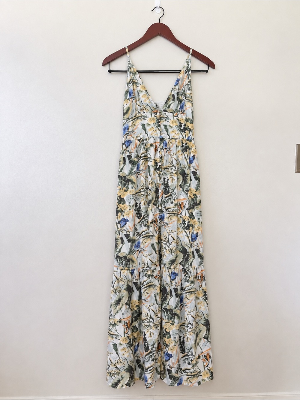 Abercrombie & Fitch XS Tropical Floral Button Front Maxi Dress